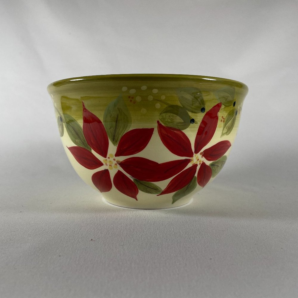 Tuscan Poinsettia, Ceramic Bowl Tuscan Poinsettia, Made By Corsica.